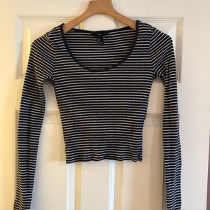 Blue & White Long Sleeve Striped Shirt, Size S